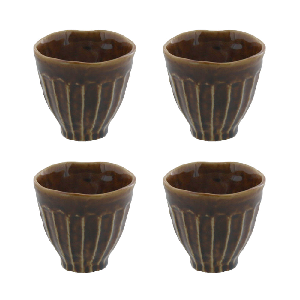 Shinogi Japanese Teacups Set of 4 - Amber