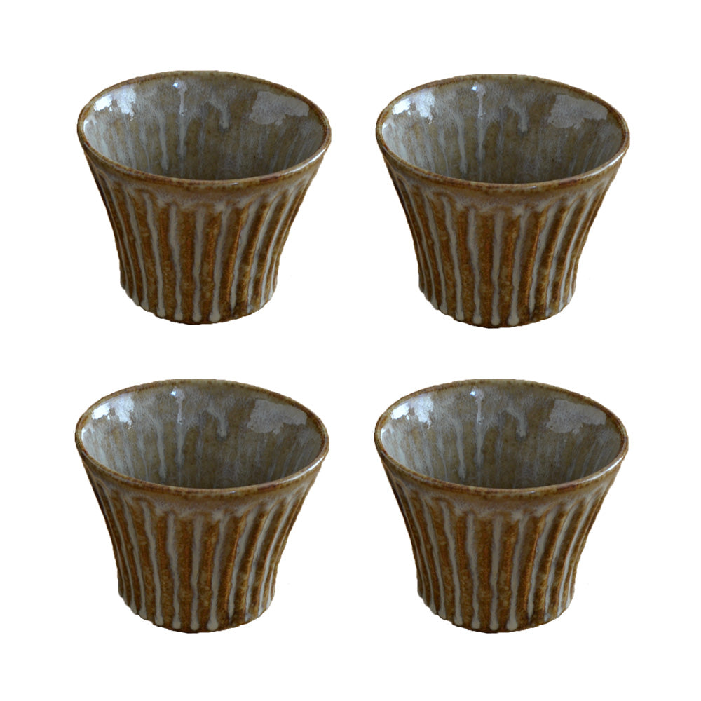 Shinogi 3.5" Ceramic Tumblers Set of 4 - Beige