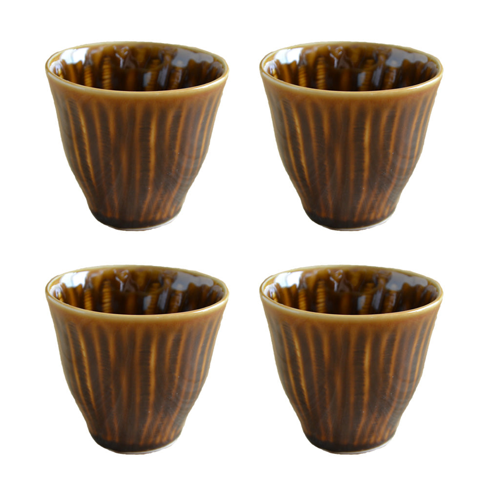 Shinogi Shochu Cups Set of 4 - Brown