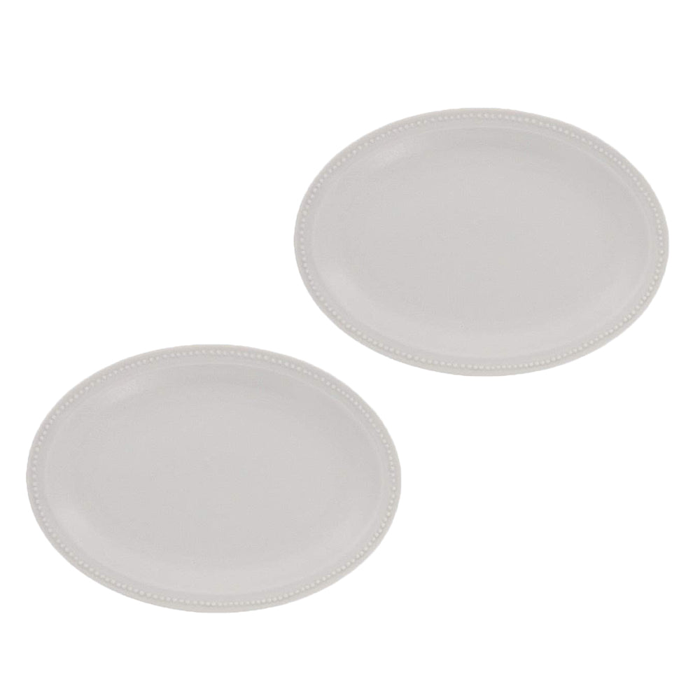 10.7" Dotted Oval Dinner Plates Set of 2 - Matte White