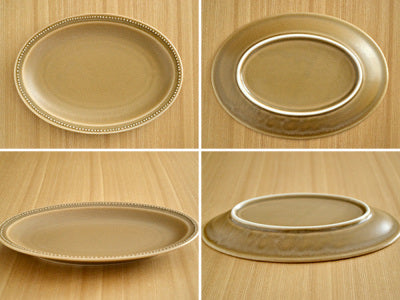 10.7" Dotted Oval Dinner Plates Set of 2 - Mocha