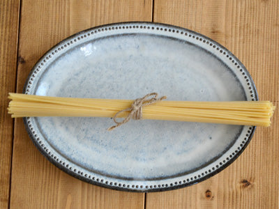9.7" Dotted Oval Plates Set of 2 - Gray
