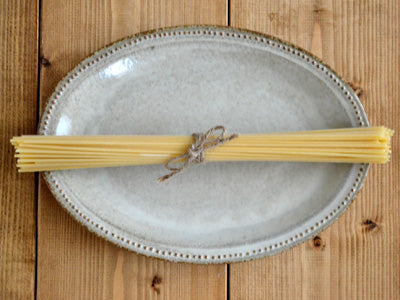 9.7" Dotted Oval Plates Set of 2 - Beige