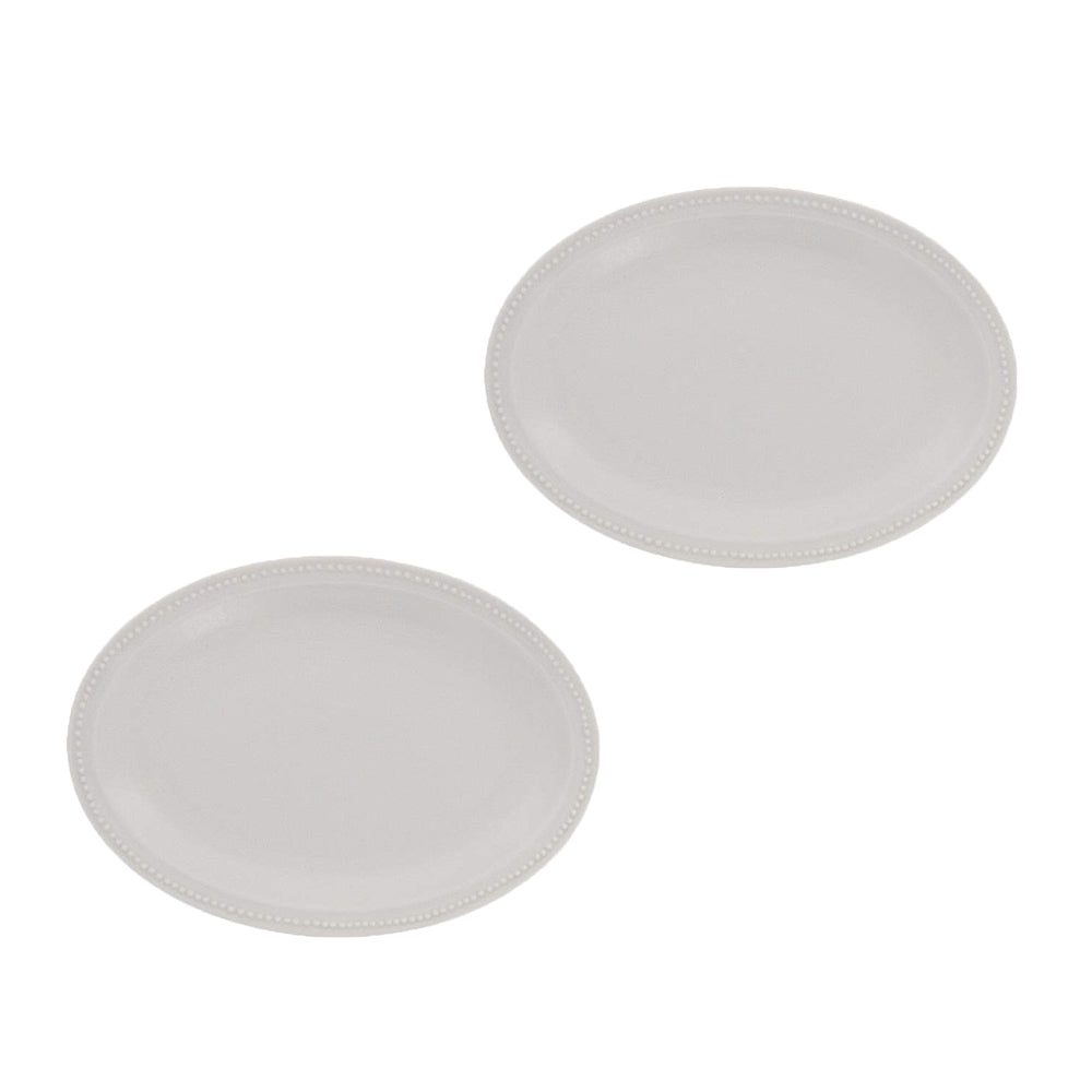 9.7" Dotted Oval Plates Set of 2 - Matte White
