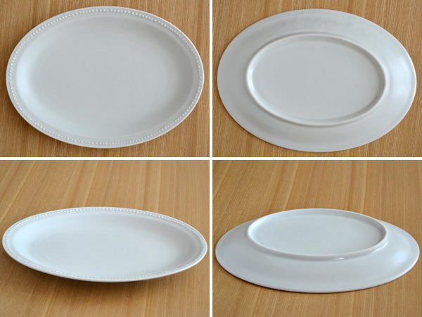 9.7" Dotted Oval Plates Set of 2 - Matte White