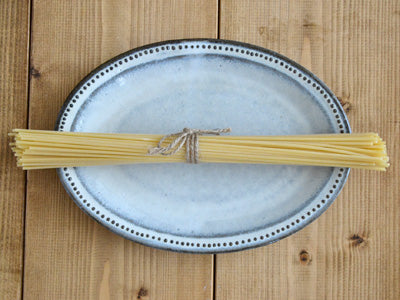 8.5"Dotted Oval Ceramic Plates Set of 2 - Gray