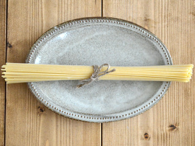 8.5" Dotted Oval Plates Set of 2 - Beige