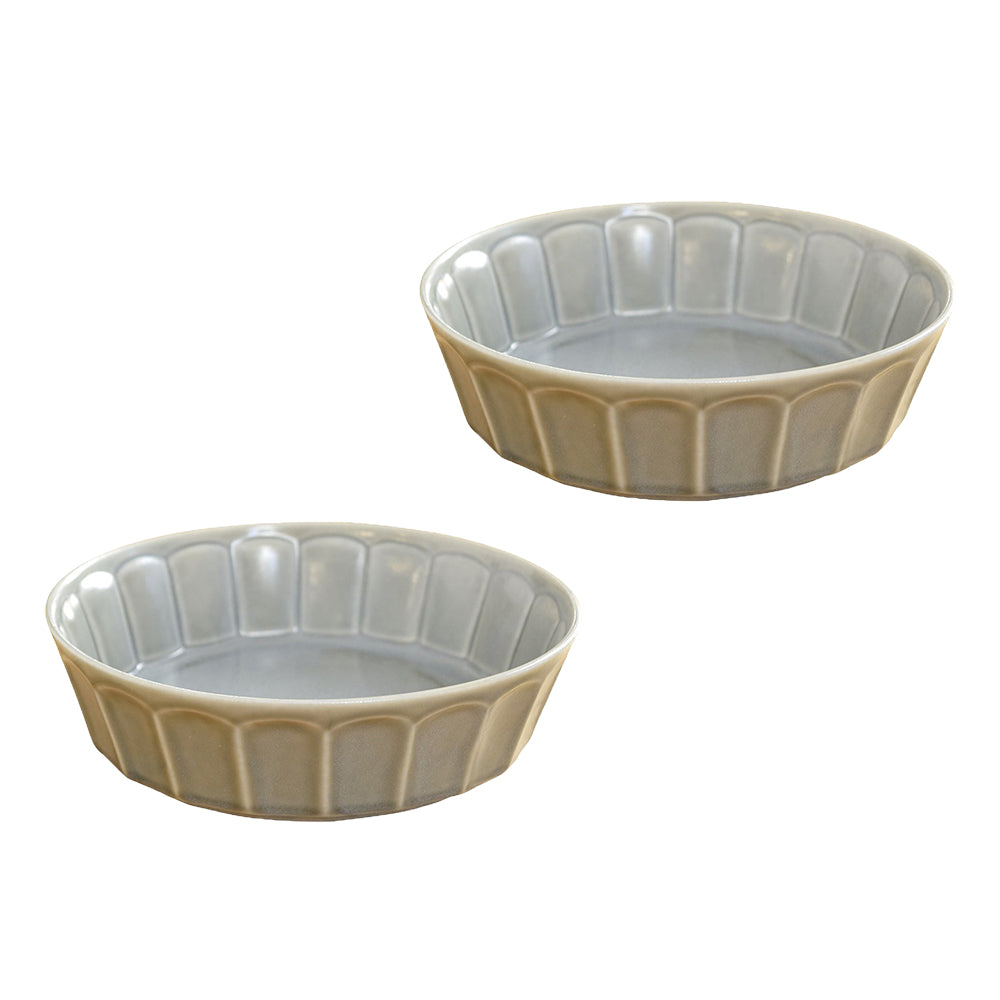 Shinogi 7.7" Flower Bowls Set of 2 - Matte Gray