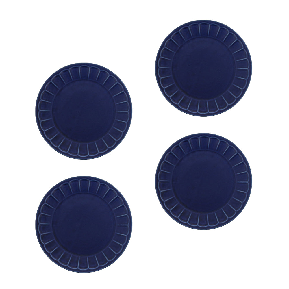 Shinogi 7.3" Flower Plates Set of 4 - Navy Blue