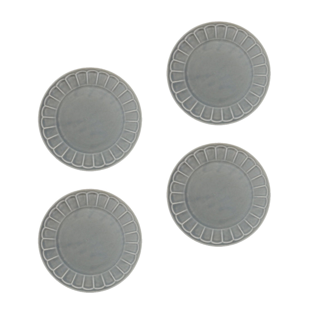 Shinogi 7.3" Flower Plates Set of 4 - Matte Gray