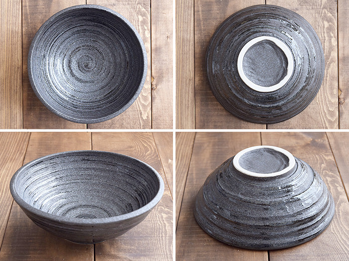 9.3" Traditional Porcelain Serving Bowl - Black Swirl