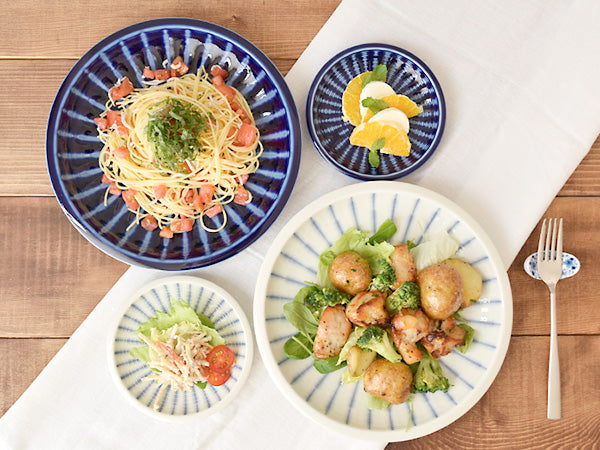 Tokusa Stripe 10" Round Dinner Plate - Navy Blue