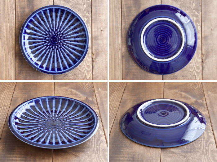 Tokusa Stripe 10" Round Dinner Plate - Navy Blue