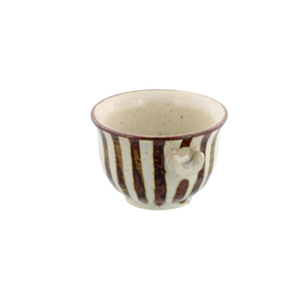 Tokusa Mini Hand-Drawn Spout Bowl Set of 4 - Brown and White
