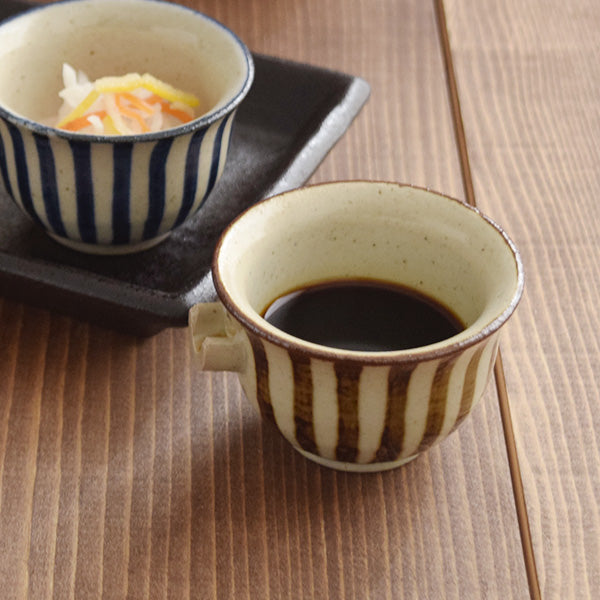 Tokusa Mini Hand-Drawn Spout Bowl Set of 4 - Brown and White