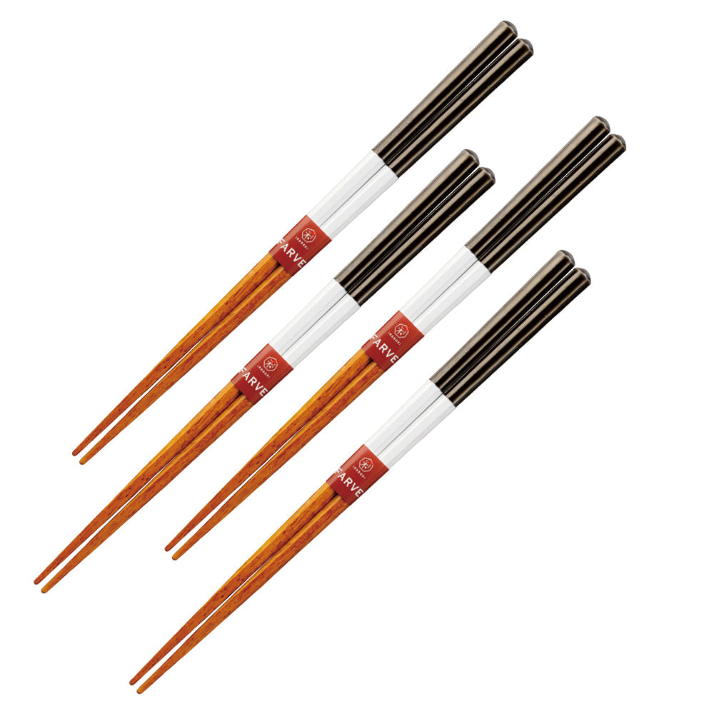 9.1" Bicolored Chopsticks Dishwasher Safe Set of 4 - Black