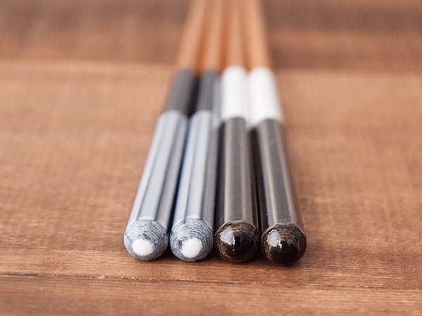 9.1" Bicolored Chopsticks Dishwasher Safe Set of 4 - Black