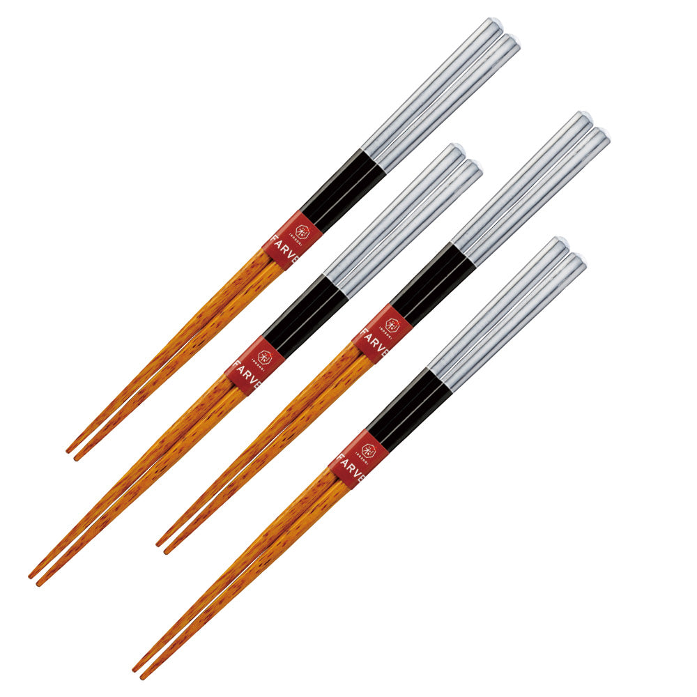 9.1" Bicolored Chopsticks Dishwasher Safe Set of 4 - White