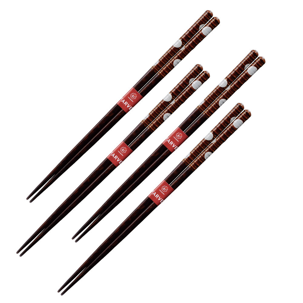 Polka Dot Chopsticks Dishwasher Safe Set of 4 - Brown