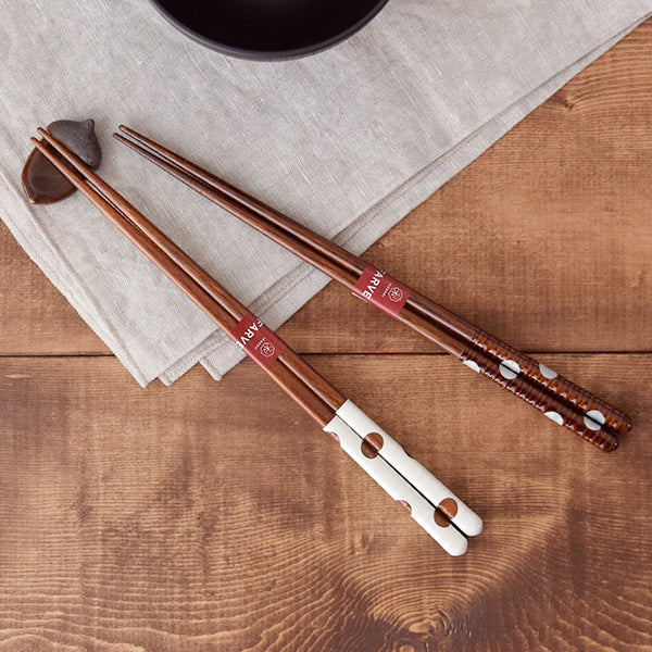 Polka Dot Chopsticks Dishwasher Safe Set of 4 - Brown