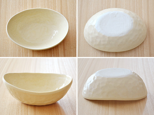 Ship-Shaped Stylish Bowl Ivory Set of 2