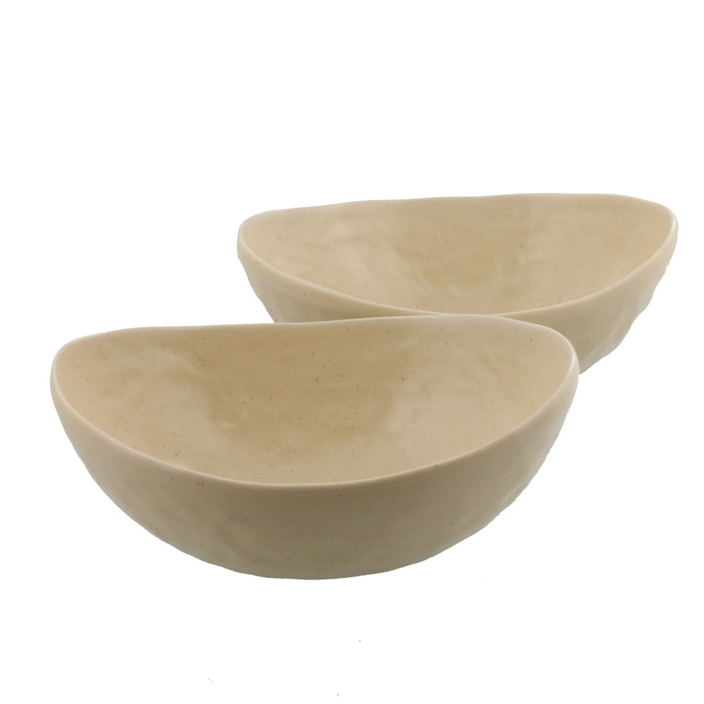 Ship-Shaped Stylish Bowl Ivory Set of 2