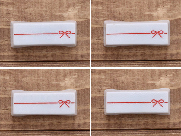 Butterfly Knot White Chopstick Rest Set of 4 - Hemp Leaf Pattern