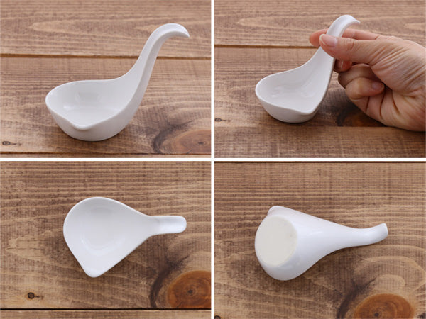 Amuse-Bouche Vertical Handle Appetizer Spoon Set of 4 - White