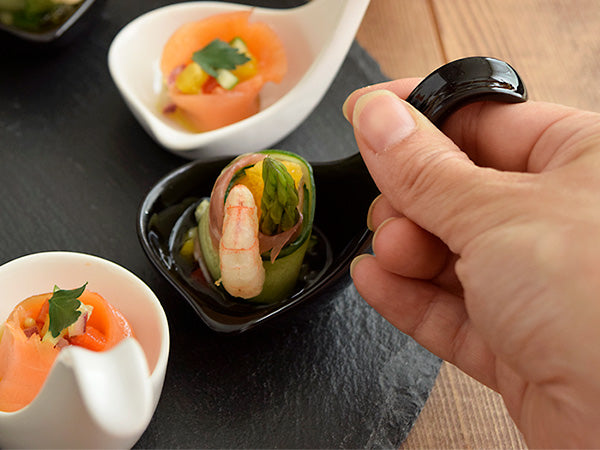 Amuse-Bouche Vertical Handle Appetizer Spoon Set of 4 - Black