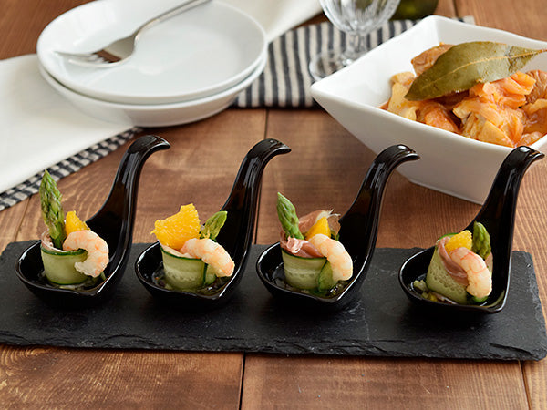 Amuse-Bouche Vertical Handle Appetizer Spoon Set of 4 - Black