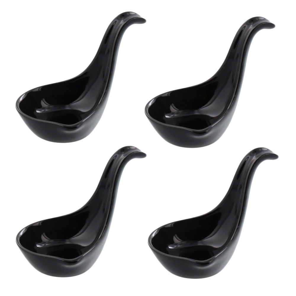 Amuse-Bouche Vertical Handle Appetizer Spoon Set of 4 - Black