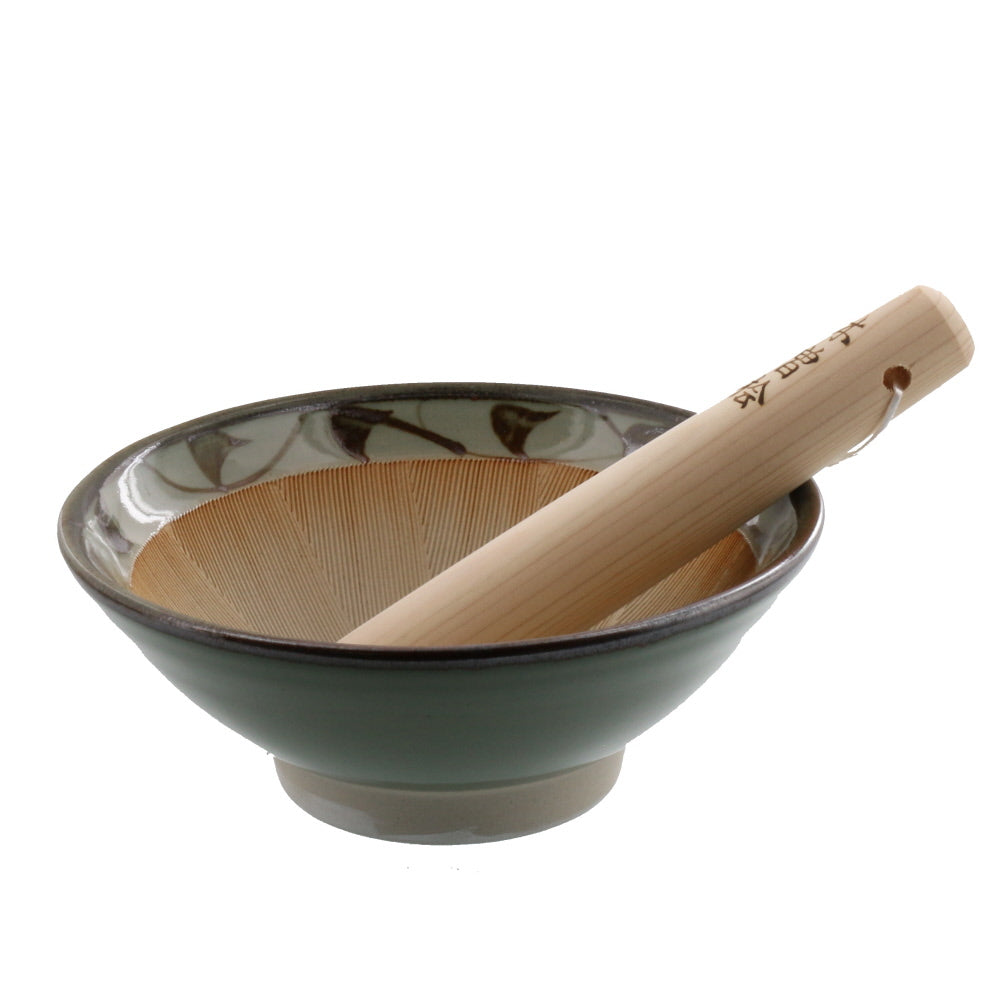 Arabesque Pattern Mortar & Pestle Set (Suribachi & Surikogi) Medium 7.3 inches