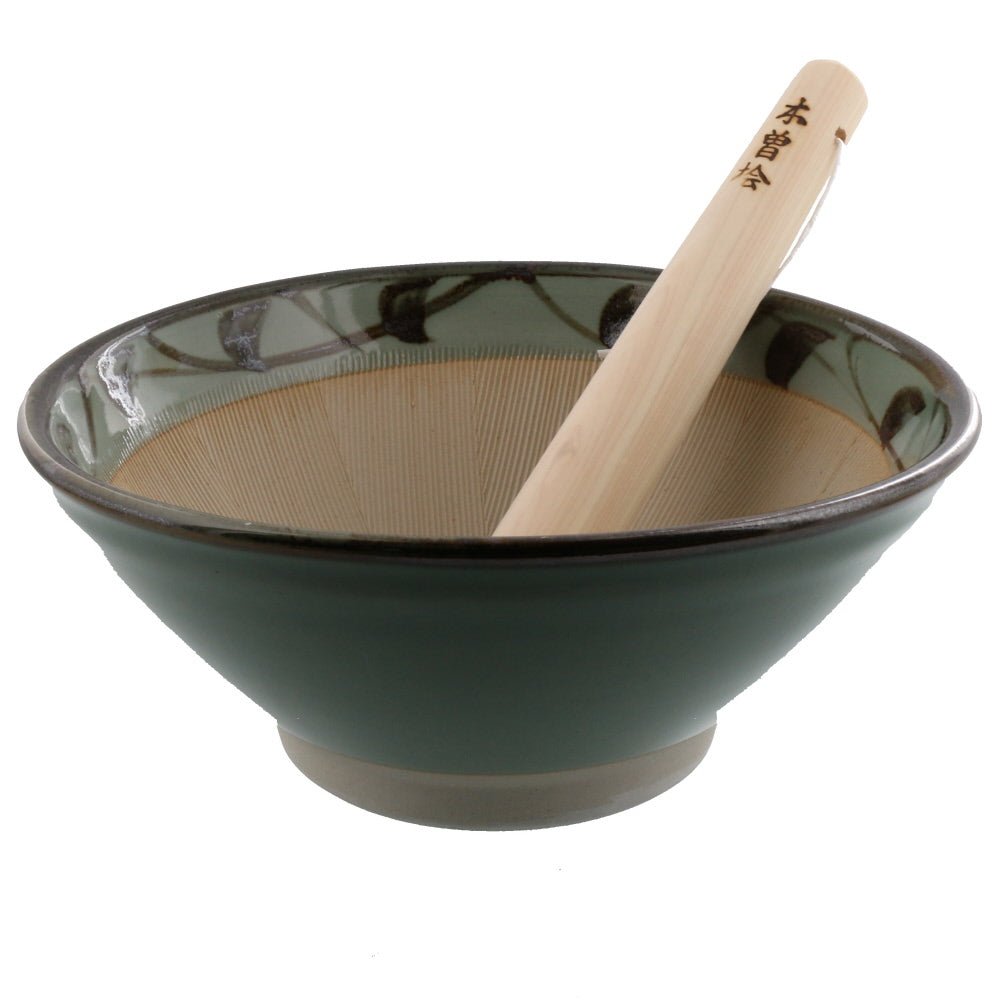 Arabesque Pattern Mortar & Pestle Set (Suribachi & Surikogi) Large 9.5 inches