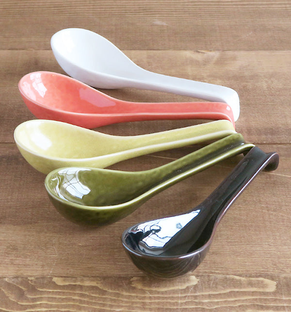 Asian Soup Spoon With Hook Set of 4 - White