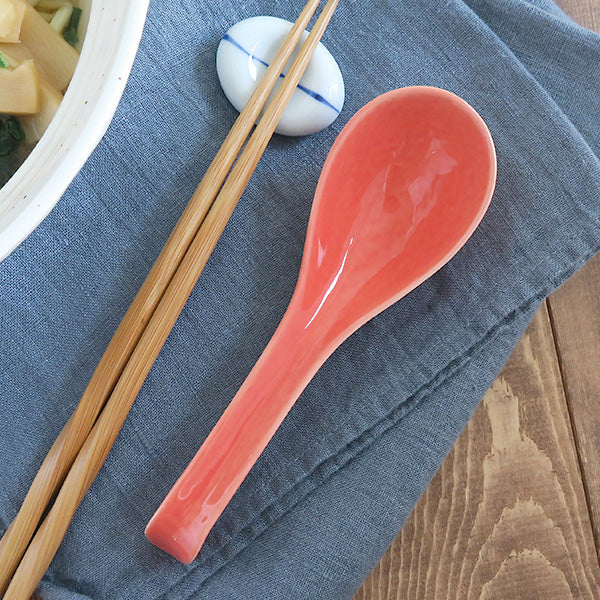 Asian Soup Spoon With Hook Set of 4 - Pink