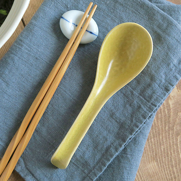 Asian Soup Spoon With Hook Set of 4 - Yellow