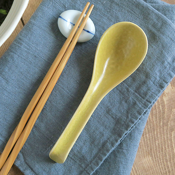 Asian Soup Spoon With Hook Set of 4 - Yellow – Zen Table Japan