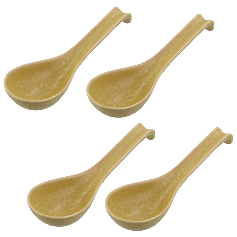 Asian Soup Spoon With Hook Set of 4 - Yellow