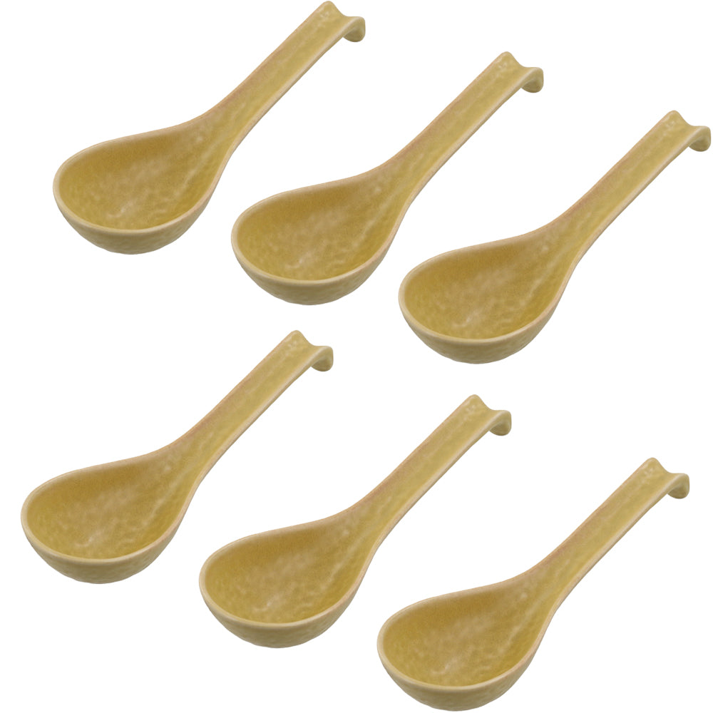 Asian Soup Spoon With Hook Set of 6- Yellow