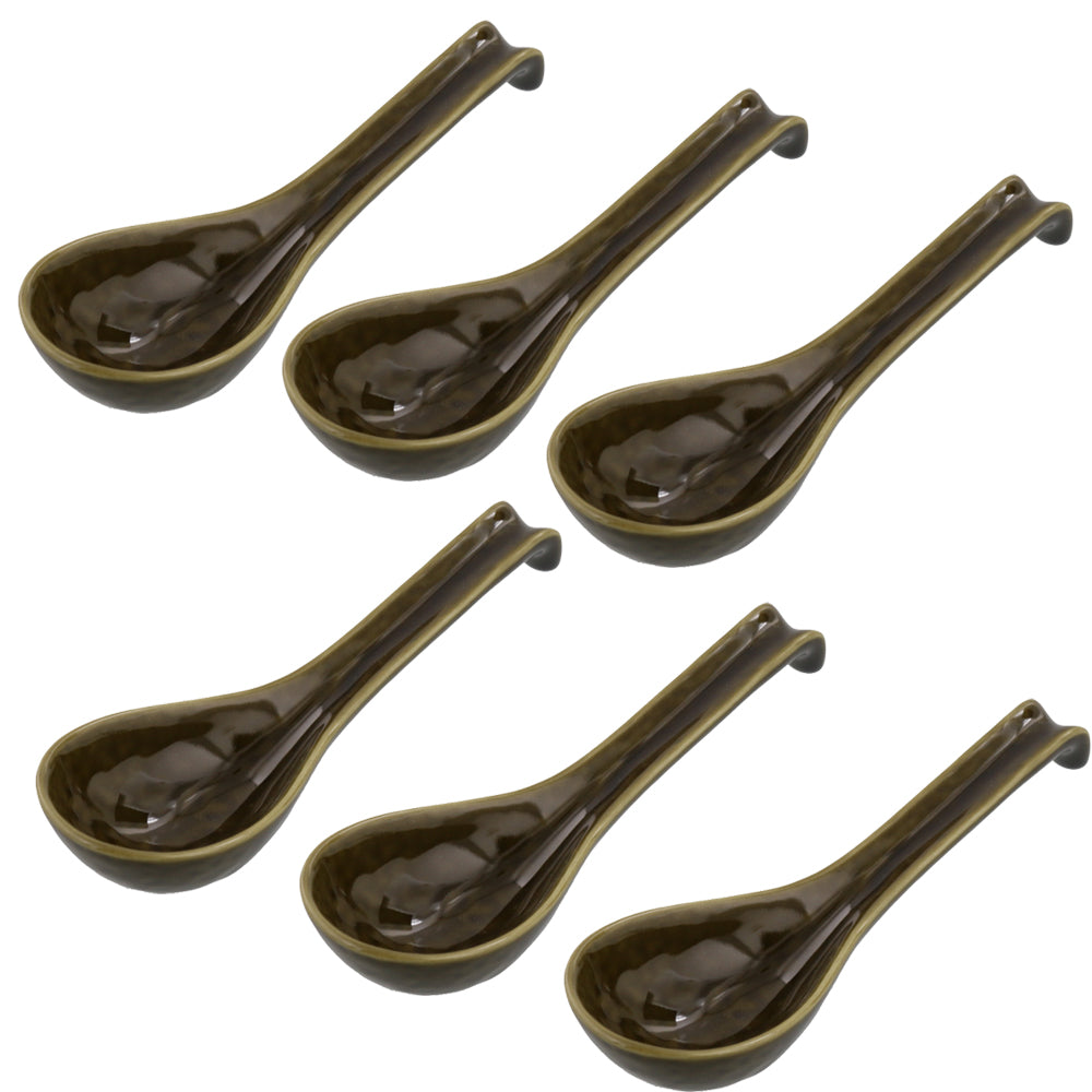 Asian Soup Spoon With Hook Set of 6 - Oribe