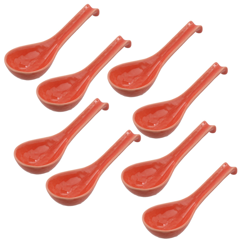 Asian Soup Spoon With Hook Set of 8 - Pink