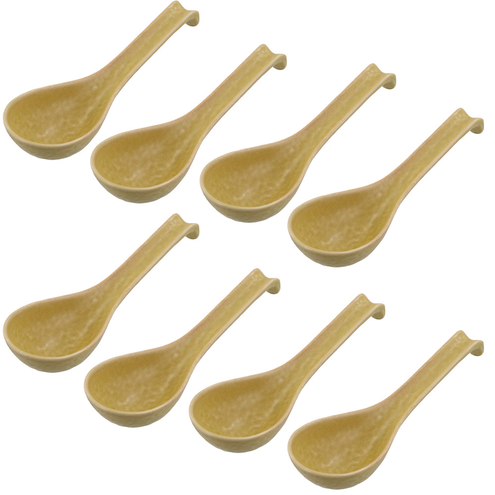 Asian Soup Spoon With Hook Set of 8 - Yellow
