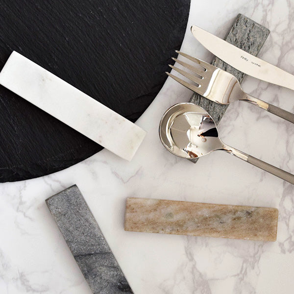4.5" Natural Marble Stone Cutlery Rests Set of 4 - Beige
