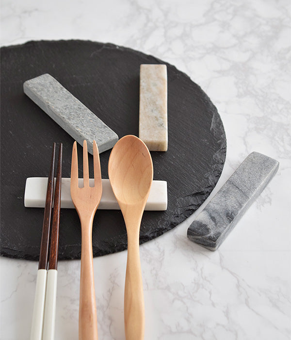 4.5" Natural Marble Stone Cutlery Rests Set of 4 - Silver