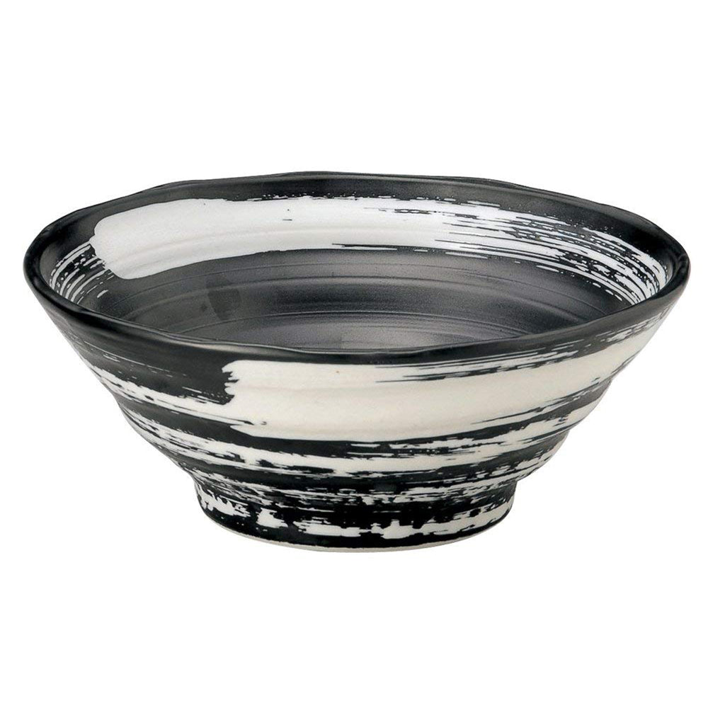 43 oz Ramen, Donburi Bowl Artistic Modern Black and White Design with Uneven Surface