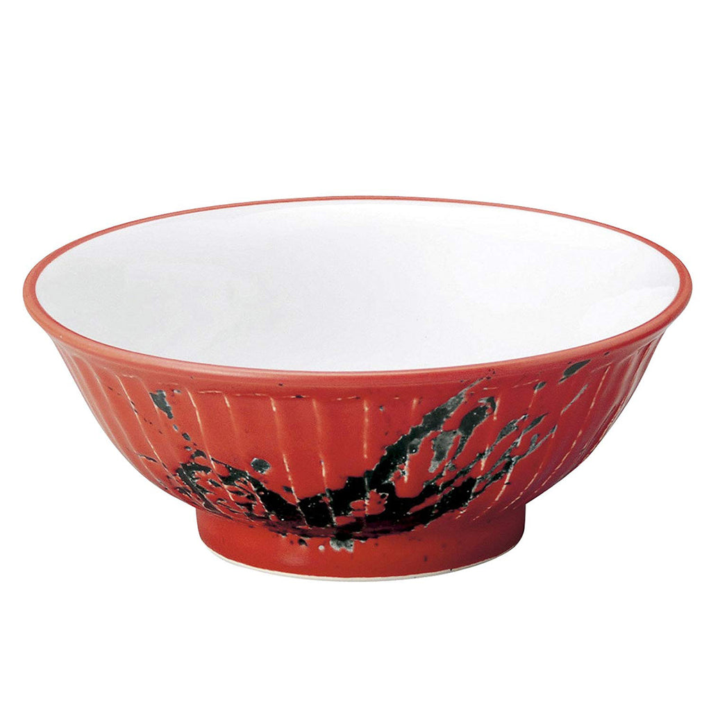 45 oz Ramen, Donburi Bowl Red Bowl with Tall Bottom Artistic Black Texture