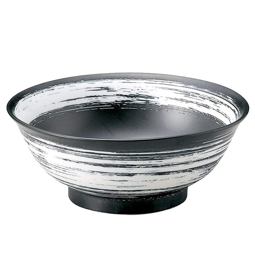 45 oz Ramen, Donburi Bowl Black & White Artistic Bowl with Tall Bottom