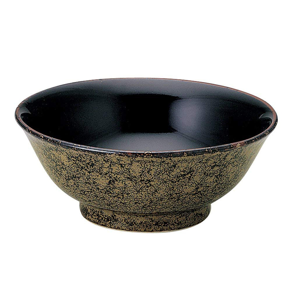 45 oz Ramen, Donburi Bowl Artistic Gold Pattern Black Bowl with Tall Bottom