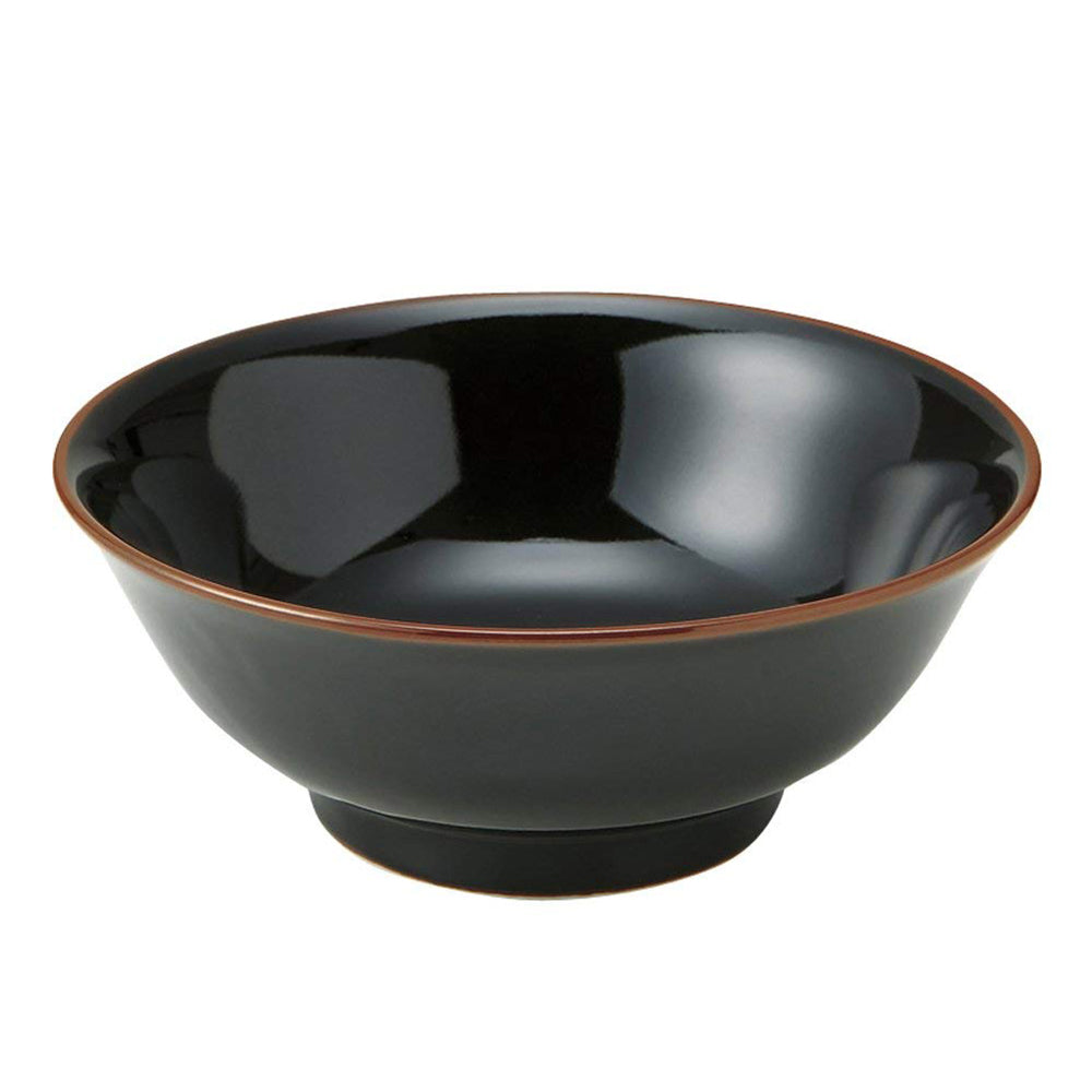 45 oz Ramen, Donburi Bowl Red Trim Black Bowl with Tall Bottom