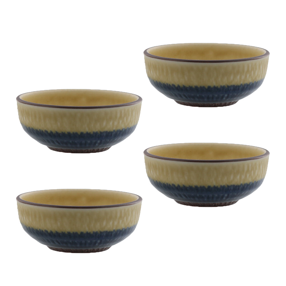 RURI 3.1" Small Kobachi Bowls Set of 4 - Yellow/Blue